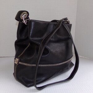 Tommy Hilfiger Crossbody Shoulder Handle Bag Purse Black Leather Logo 10x13
